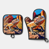 woestijnbaardagaam ovenwant & pannenlap set (Voorkant)