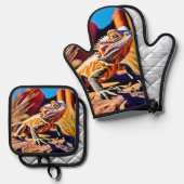 woestijnbaardagaam ovenwant & pannenlap set (Voorkant / Achterkant)