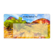 Woestijnbergen Warm Colors Digital Painting Etiket (Voorkant)