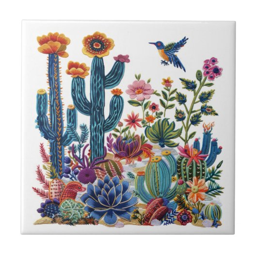 Woestijnbloei bloeit oase tegeltje (Voorkant)