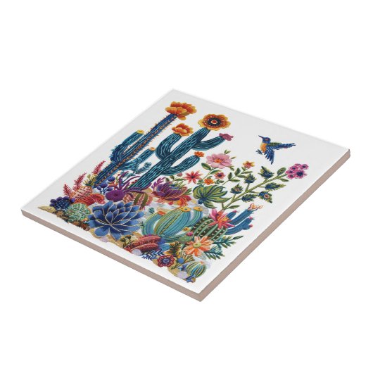 Woestijnbloei bloeit oase tegeltje (Zijkant)