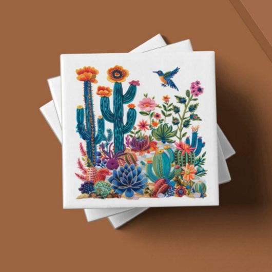 Woestijnbloei bloeit oase tegeltje