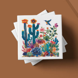 Woestijnbloei bloeit oase tegeltje