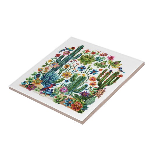 Woestijnbloei Cacti Crescendo Tegeltje (Zijkant)