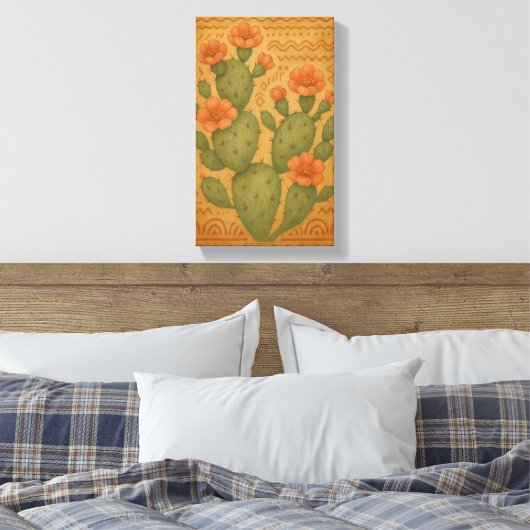 Woestijnbloei - Cactus Boho Canvas Art (Insitu (Slaapkamer))