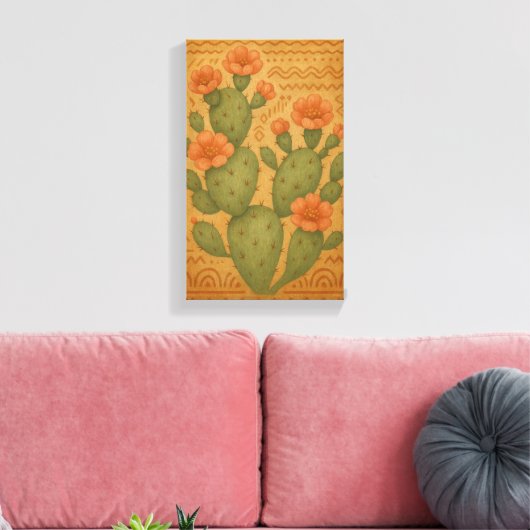 Woestijnbloei - Cactus Boho Canvas Art (Insitu (Woonkamer))