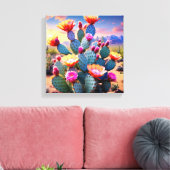 Woestijnbloei: Levendige cactus bloem Canvas Afdruk (Insitu (Woonkamer))