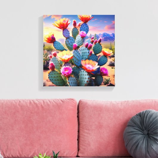 Woestijnbloei: Levendige cactus bloem Canvas Afdruk (Insitu (Woonkamer))