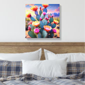 Woestijnbloei: Levendige cactus bloem Canvas Afdruk (Insitu (Slaapkamer))