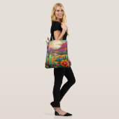 woestijnbloei met cactus en bloemen tote bag (Op model)