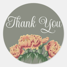 Woestijnbloeiende cactus bruiloft dank u Script Ronde Sticker