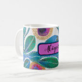 woestijnbloem, abstracte waterverf, jouw naam koffiemok (Voorkant links)