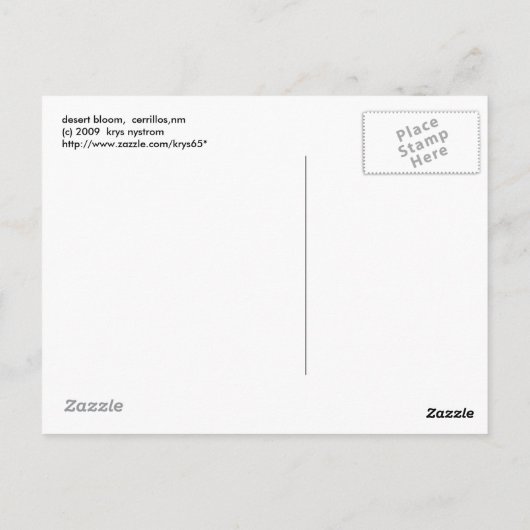 woestijnbloem briefkaart (Achterkant)