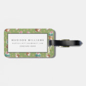 Woestijnbloem Stap | Groen patroon Bagagelabel (Achterkant horizontaal)