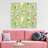 Woestijnbloem Stap | Groen patroon Canvas Afdruk (Insitu (Woonkamer))