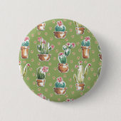 Woestijnbloem Stap | Groen patroon Ronde Button 5,7 Cm (Voorkant)