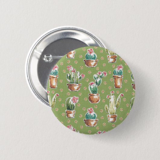 Woestijnbloem Stap | Groen patroon Ronde Button 5,7 Cm (Voorkant /achterkant)