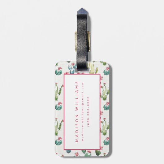 Woestijnbloem Stap | Roze patroon Bagagelabel (Achterkant verticaal)