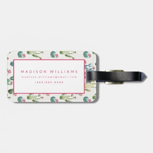 Woestijnbloem Stap | Roze patroon Bagagelabel (Achterkant horizontaal)