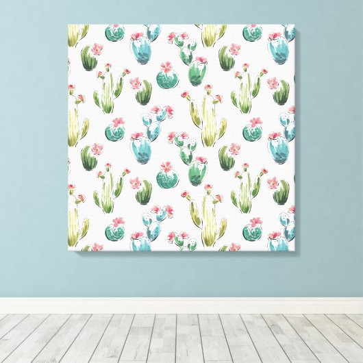 Woestijnbloem Stap | Roze patroon Canvas Afdruk (Insitu (Houten vloer))