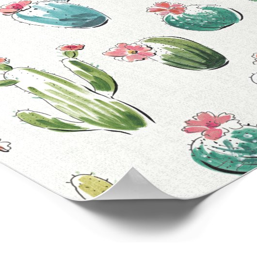 Woestijnbloem Stap | Roze patroon Poster (Hoek)