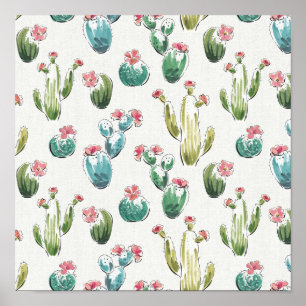Woestijnbloem Stap Roze patroon Poster