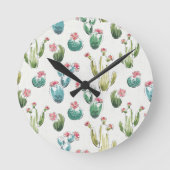 Woestijnbloem Stap | Roze patroon Ronde Klok (Voorkant)