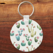 Woestijnbloem Stap | Roze patroon Sleutelhanger (Voorkant)