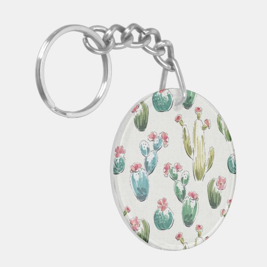 Woestijnbloem Stap | Roze patroon Sleutelhanger (Voorkant Links)