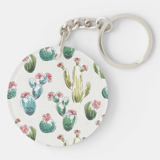 Woestijnbloem Stap | Roze patroon Sleutelhanger (Achterkant)