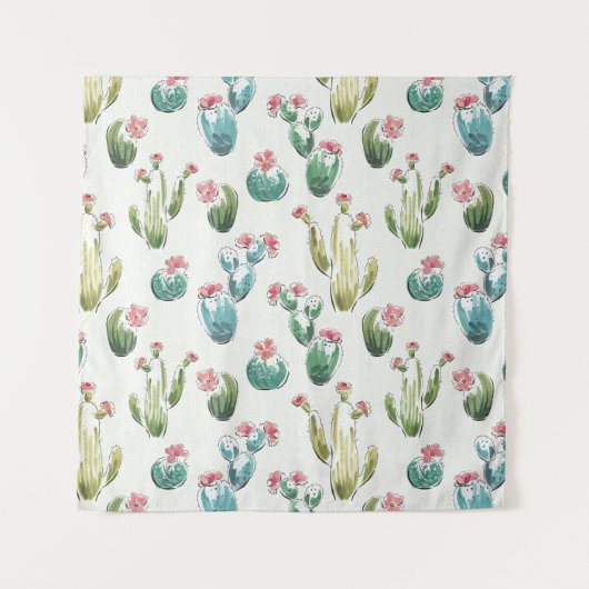 Woestijnbloem Stap | Roze patroon Wandkleed (Voorkant (horizontaal))