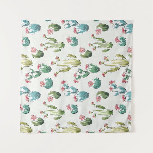 Woestijnbloem Stap | Roze patroon Wandkleed (Voorkant)