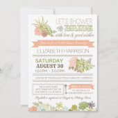 Woestijnbloem succulent bruids douche uitnodiging (Voorkant)