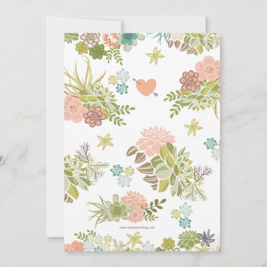 Woestijnbloem succulent bruids douche uitnodiging (Achterkant)