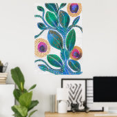 Woestijnbloem, waterverf gemengde media originele  poster (Thuiskantoor)