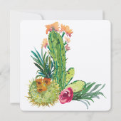 Woestijnbloemen en Cactus Watercolor Bruiloft Kaart (Achterkant)
