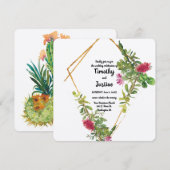 Woestijnbloemen en Cactus Watercolor Bruiloft Kaart (Voorkant / Achterkant)