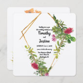 Woestijnbloemen en Waterverf-bruiloft van Cactus Kaart (Voorkant / Achterkant)