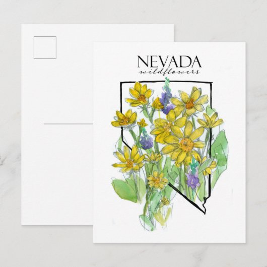 Woestijnbloemen Nevada Lupines Balsamroot Briefkaart (Voorkant / Achterkant)