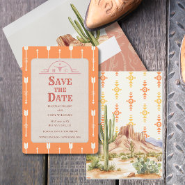 Woestijnbloemen Westerne bruiloft Save the Date Ka