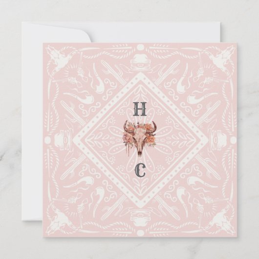 Woestijnbloemen Westerne huwelijksuitnodiging Kaart (Achterkant)