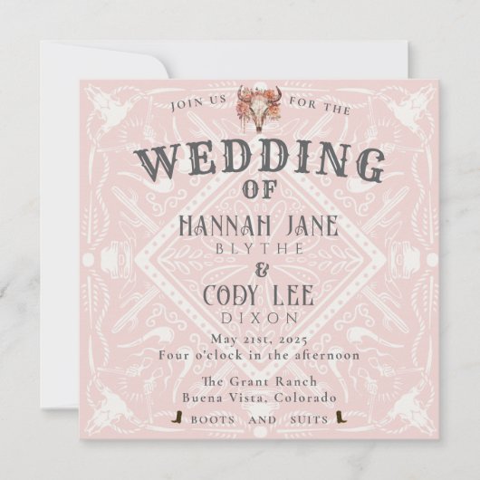 Woestijnbloemen Westerne huwelijksuitnodiging Kaart (Voorkant)