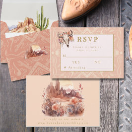 Woestijnbloemen Westerse Huwelijksreactie RSVP-kaa RSVP Kaartje