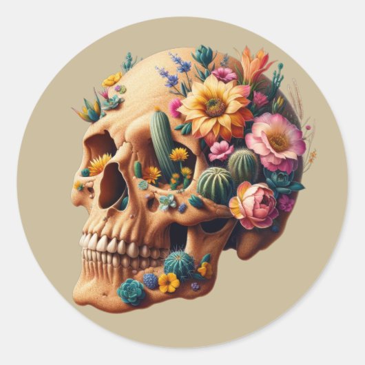 Woestijnbloesemschedel Ronde Sticker (Voorkant)