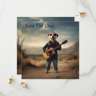 Woestijnblues: een stokstaartje jamt op zijn denim save the date