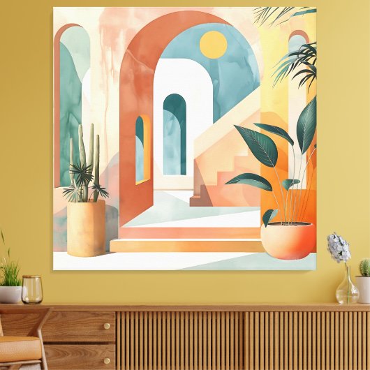 Woestijnbogen – Moderne Abstracte architectuur Canvas Afdruk (Insitu (Woonkamer))