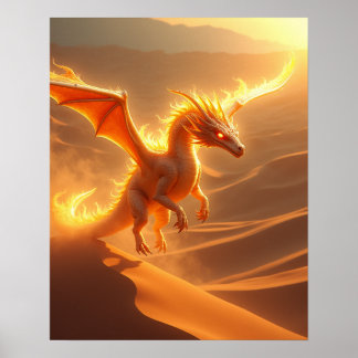 Woestijnbrand Vuurdraak Poster