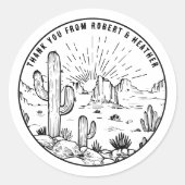Woestijnbruiloft Hartelijk dank Vrijgezellenfeest Ronde Sticker (Voorkant)