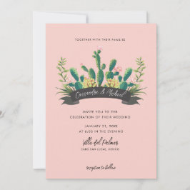 Woestijncactus Bloom | Roze bruiloft Kaart