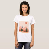 Woestijncactus boho art t-shirt (Voorkant volledig)